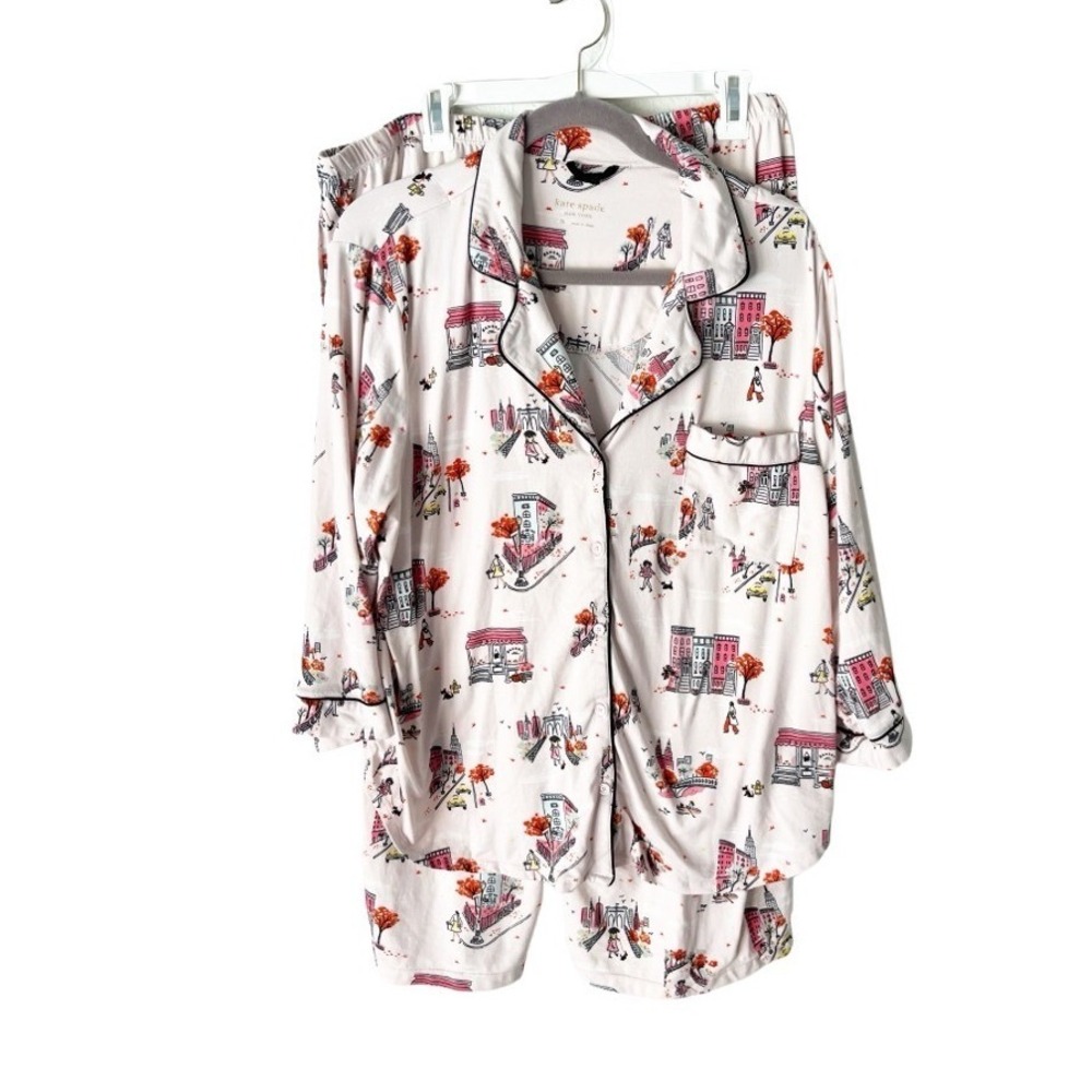 Kate Spade NYC City Scene Pajama Set Size 3X Top & Capri Pants Cozy Jersey Knit